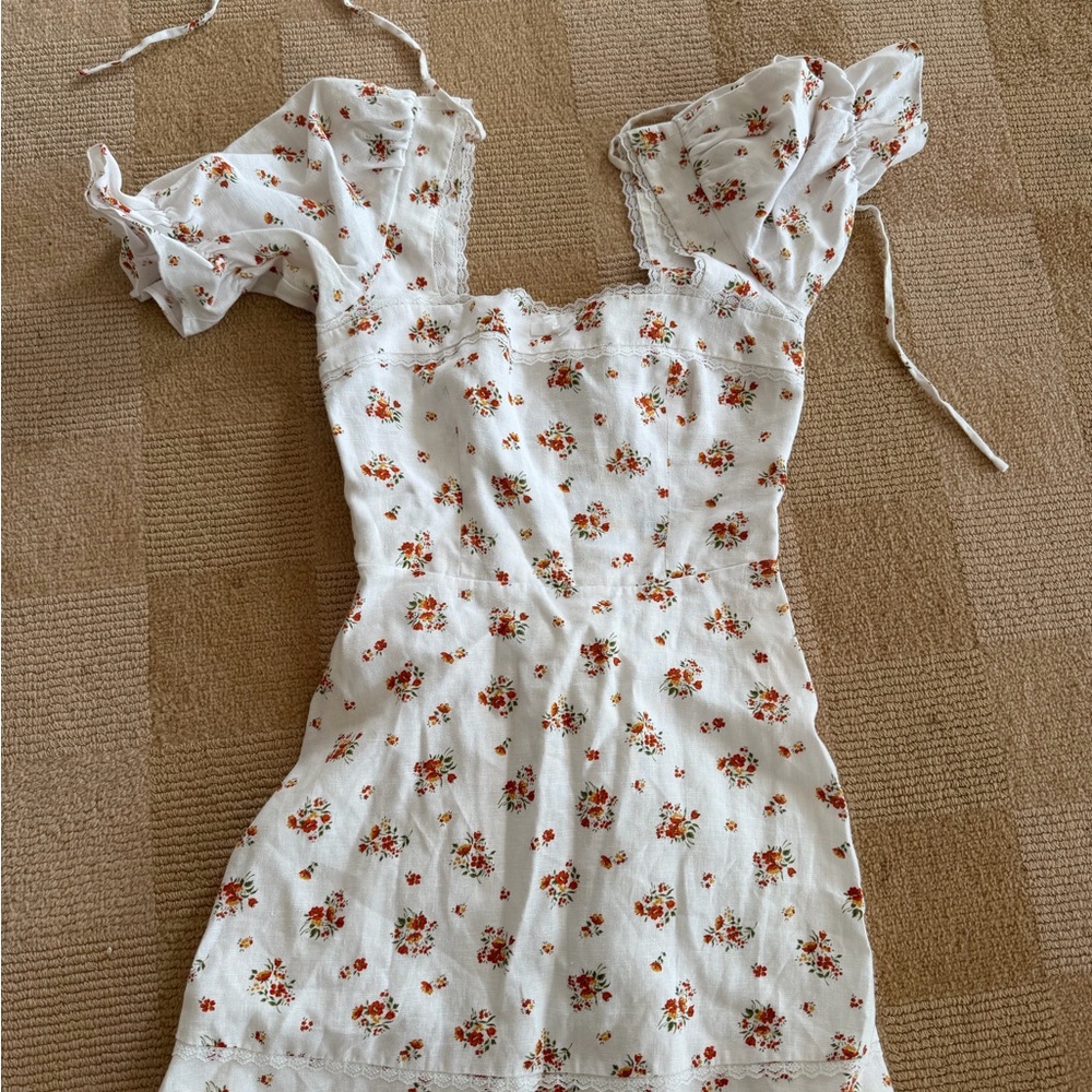 Reformation White Floral Mini Dress